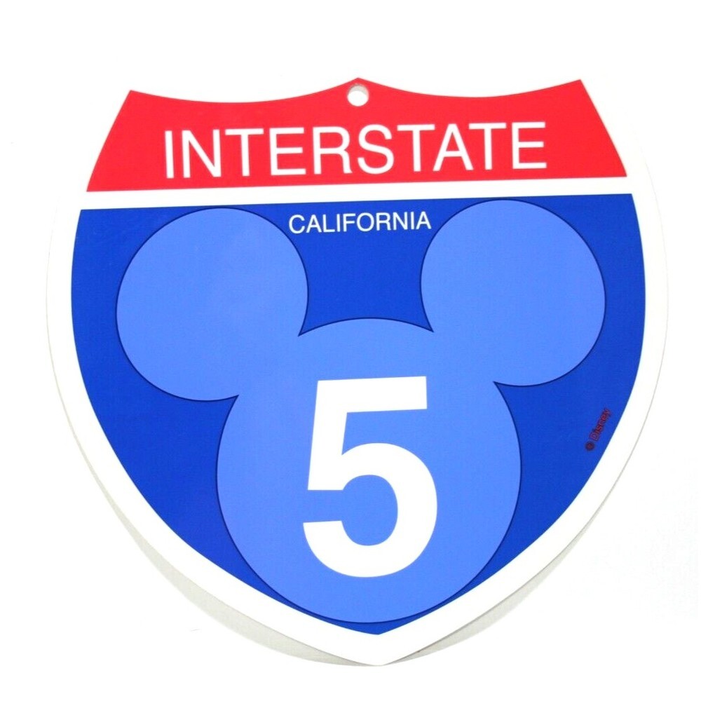 Disney Disneyland Interstate 5 California Road Plastic Sign Mickey Mouse 11x12"